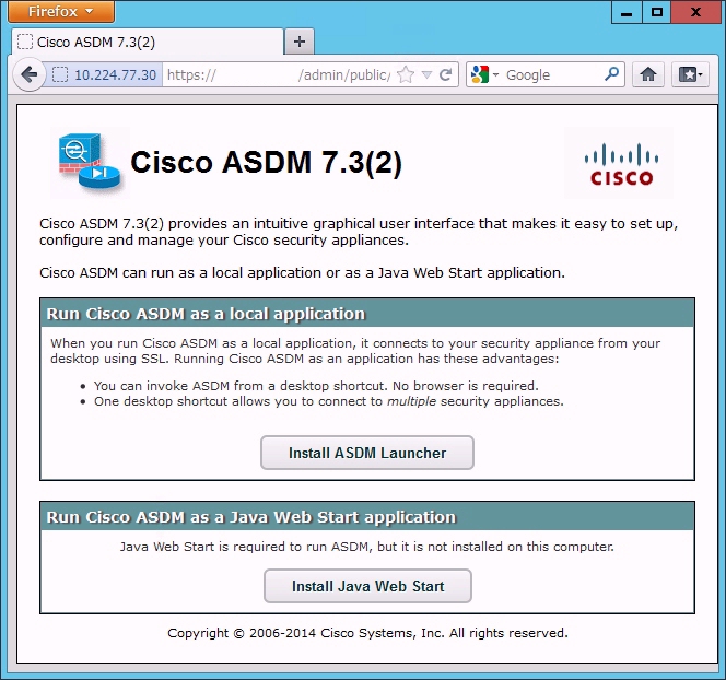 Cisco ASDM 画面